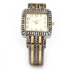 2Tone Western Style Decorated Square Face Women's Bangle Cuff Watch