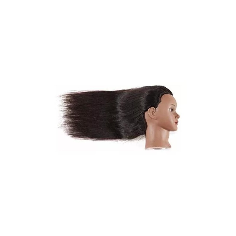 Training Head Maniqui Cabeza Cabello Natural Negro 55 Cm Training
