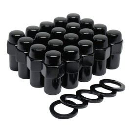 Cragar Standard Mag Lug Nut 1/2"-20 Black with Black Standard Washer Set of 20 Pcs