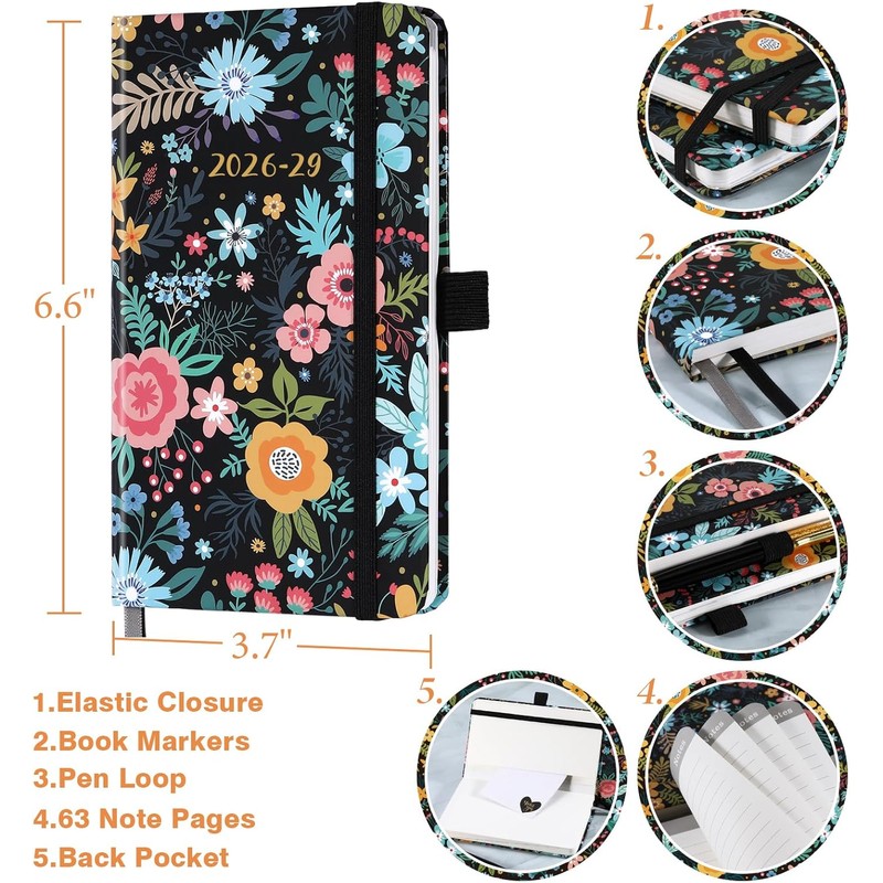 2026-2029 Pocket Planner/Calendar - Monthly Pocket Planner/Calendar with Pen Hold,