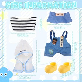 Pack of 5 Clothing for 17 cm Plush, Cute Mini Clothing Accessory Set for Doll with Raincoat, Top, Jumpsuit, Hat, Shoes for Boys and Girls, Gifts (Without Doll)