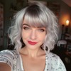 PORSMEER Short Pastel Wavy Bob Ombre Silver Wig with Fringe