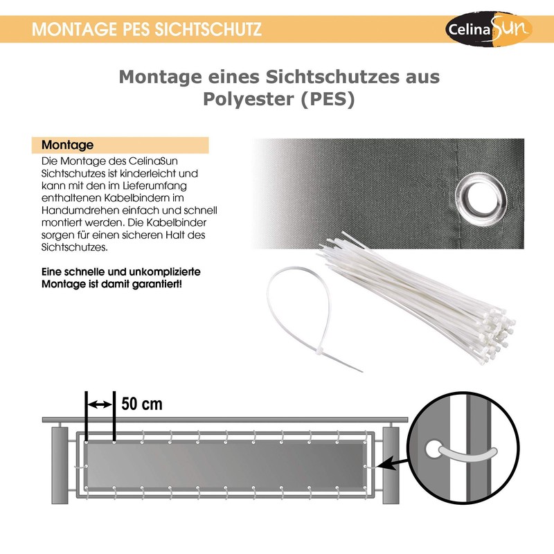 CelinaSun Privacy Screen, Balcony Fence Protector, Polyester (PEs), High-Density Polyethylene