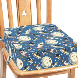 Booster Seat Dining Chair - Cartoon Canvas Washable 4 Straps Kids Booster Seat for Dining Table, Portable Travel Increasing Cushion