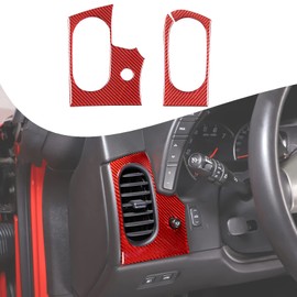 Lcojicep Car Console Side Air Vent Frame Trim Compatible with Corvette C6 Z06 ZR1 2005-2013, Real Carbon Fiber Automotive Center Consoles Side Air Condition Outlet Cover Accessories 2PCS（Red）