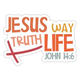 ZURRAM Christian Faith Vinyl Waterproof John 14:6 Bible Verse Quotes Sticker, Jesus Way Truth and Life Scripture Stickers Decals for Laptop Water Bottle Journaling