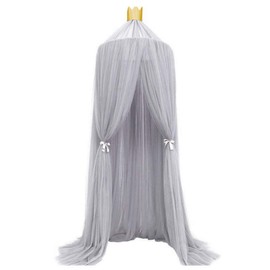 gernie Mosquito Net, Elegant Dome Bed Canopy, Baby Crib Hanging Curtain with Hanging Kit, Soft Breathable Playing Tent Canopy, Princess Girls Room Decoration, 23.6 X 94.5inch (Grey)