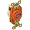 Hubbell Wiring Systems IG2620 SpikeShield Twist-Lock Isolated Ground Single Receptacle, Back and Side Wired, 250V, 30A, 2 HP, 2-Pole, 3-Wire, Orange
