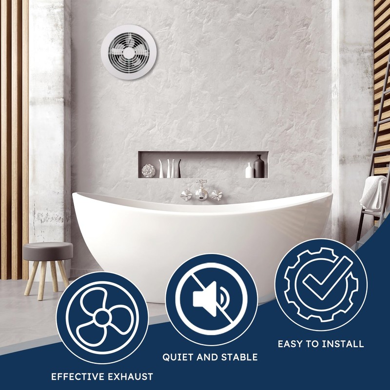 Quini 512M Through-the-Wall Exhaust Fan, White Grille, 6-inch Diameter vent,
