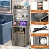 Tall Nightstand with Charging Station and LED Lights - 47"