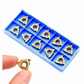 10 pcs 16ER AG60 Carbide Indexable Threading Insert Blade with 1pcs 5/8" SER1616H16 Lathe Tool Holder, 1 Wrench,Pack of 12
