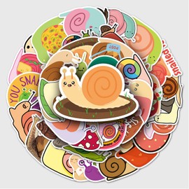 50 Packs Snail Stickers Water Bottles Laptop Phone Motorcycle Computer Guitar Skateboard Hydroflasks Snail Vinyl Sticker Waterproof Aesthetic Trendy Decals for Teens Girls Adults