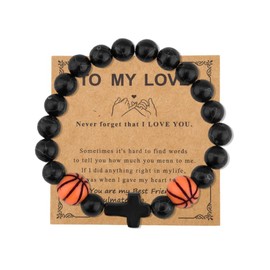 Basketball Cross Bracelet for Men Sport Lover Gifts Religious Catholic Christian Basketball Gifts for Husband Boyfriend Fiance Birthday Christmas Gift Ideas Basketballs Sport Player Gift for Him Hubby