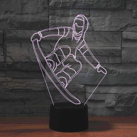 SUPERRUIDALONG 3D Skiing Remote Control 16 Color Night Lights Illusion Acrylic LED Table Bedside Lamp Children Bedroom Desk Decor Birthday Gifts Toy for Kids