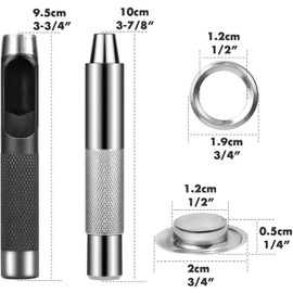 120 Pcs 12mm Metal Grommets Eyelet Punch Set with 3 Eyelets for Tarpaulins, Fabric Curtains, Linen, Hole Punch