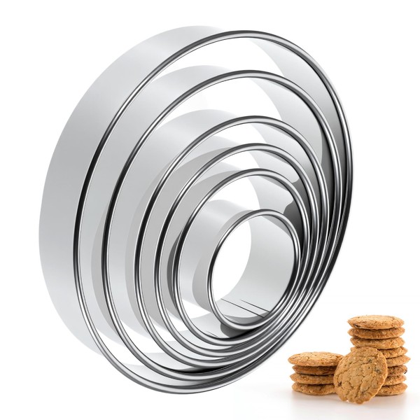 6 Pcs Circle Cookie Cutter Set- 2/3/ 3.5/4/ 5/6 Inch,