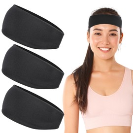 3 PCS Women's Workout Headbands, Soft Stretchy Fabric Head Band Wide Workout Headband Cotton Black Head Bands, Gym Yoga Hair Band Non Slip Yoga Hairbands for Yogas Running Spa Day Party Travel Fashion