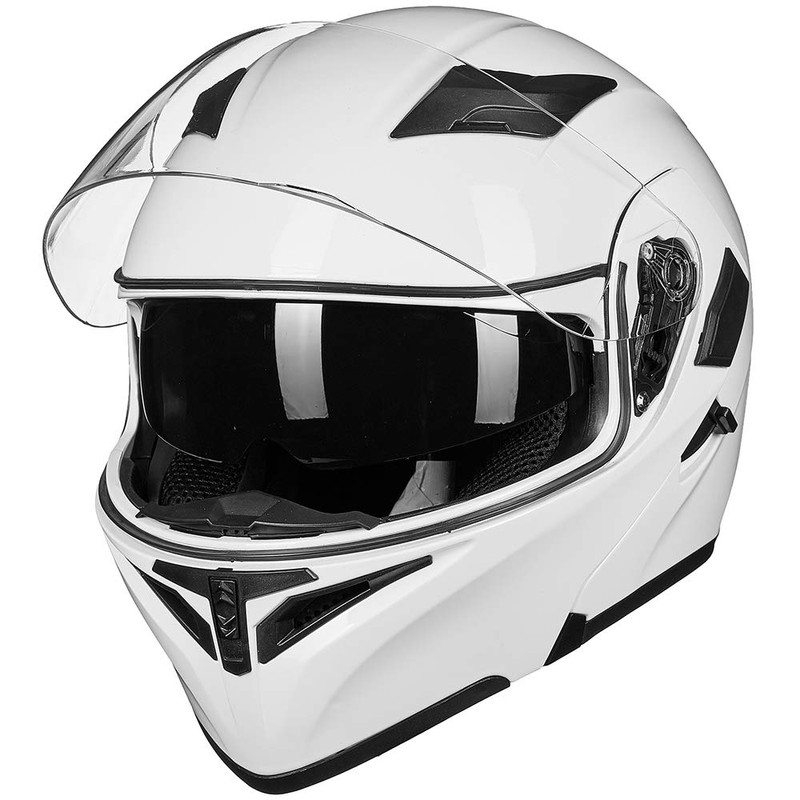 ILM Motorcycle Dual Visor Flip up Modular Full Face Helmet