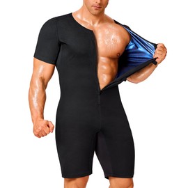 Junlan Sauna Suit for Men Full Body Waist Trainer Sauna Shirt for Working Out(Blue,3X-Large)