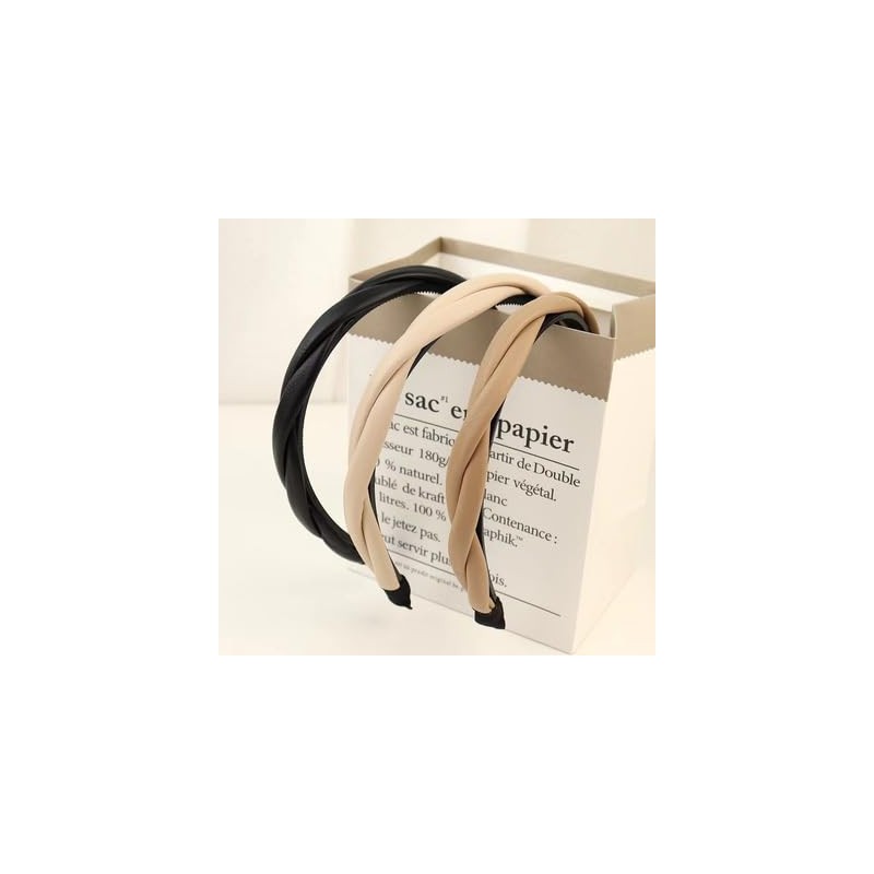 Headband - Faux Leather Headband Cross Twisted Braided Rope Style