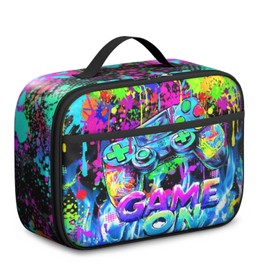 Nebrpio Insulated Game Lunch Box for Boys Girls, Cool Reusable Gaming Lunch Bag Video Game Controller Portable Lunch Boxes for Kids Teens Picnic School Work Office Travel