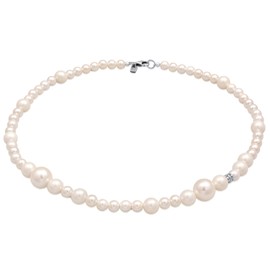 Kuzzoi Men's Silver Necklace with Shell Pearls (6-12 mm) Round Pearl Necklace for Men in 925 Sterling Silver Chain with Pearls Length 45, Sterling Silver Pearl, Pearl