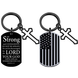 Christian Keychain for Men First Communion Baptism Confirmation Religious Mens Gifts Faith Based American Flag Valentines Day Gifts for Him Cool Keychains for Guys Brother Boyfriend Dad Boy Husband