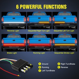 Nilight 3PCS 60 Inch Truck Bed Light Strip Bundle with Tailgate Bar 60" Triple Row 504 LED Strip 4 Way Flat Trailer Y-Splitter Extension Harness for Cargo Pickup Truck SUV RV Boat, 2 Years Warranty