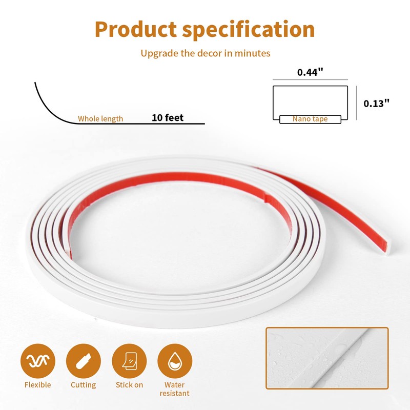 Wowstar 10 Ft Peel & Stick Trim, Flexible & Self-Adhesive