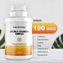 Luteína y Zeaxantina - Complejo con Vitaminas C y E, Zinc, Cobre y Zanahoria - 200 Cápsulas - S&V - Suplemento que ayuda a mantener la Salud Visual