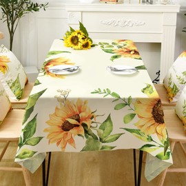 Virtumob Rectangle Tablecloth - 60 x 84 Inch Sunflower Rustic Tablecloth Classic French Country Printed Farmhouse Table Cover Decoration, Suitable for Home, Kitchen Dining