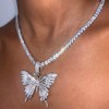 EARENT Butterfly Necklace Silver Rhinestone Choker Necklaces Christmas Costume New