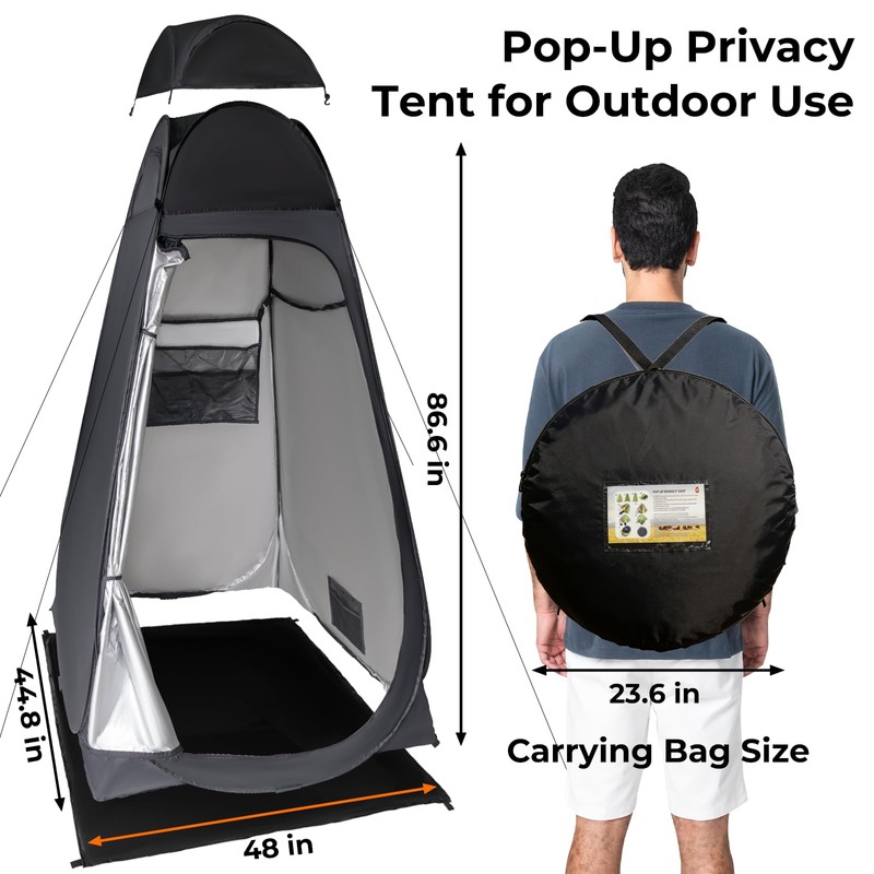 Portable Camping Shower Kit: 6ft Tent, 4000mAh Pump, 1500W Heater