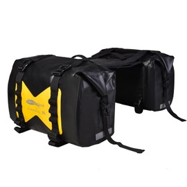 AFISHTOUR Waterproof Motorcycle Saddlebags - 50L Motorcycle Luggage Bags for Motorbike Travel - Detachable Panniers - Scooter, Honda, Suzuki, Yamaha (Yellow, 2 Pack)
