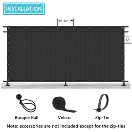 Coarbor 8' x 16' Fence Privacy Screen Heavy Duty Windscreen Fencing Mesh Shade Net Cover for Garden Wall Backyard Patio Deck and Porch, Black