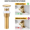 BESy Brushed Gold Bathroom Sink Drain, Bathroom Faucet Vanity Sink
