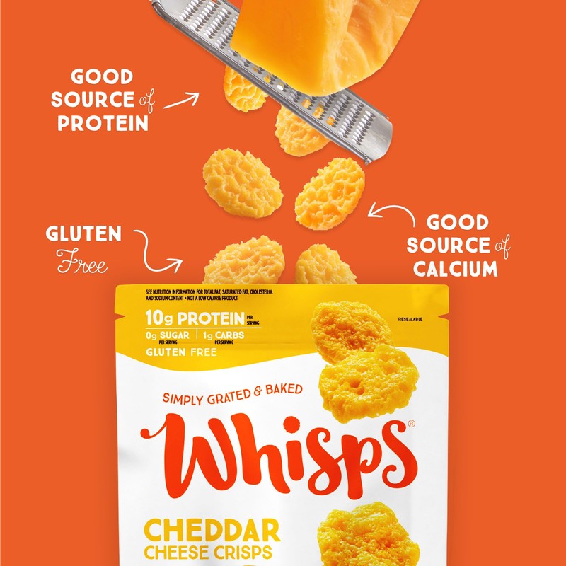 Whisps Cheese Crisps Cheddar Cheese | Protein Chips | Healthy