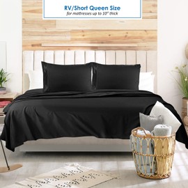 Nestl Black RV Queen Sheets – Super Soft RV Short Queen Sheets for RV Camper, 4 Piece 1800 Microfiber Fitted RV Sheets, Double Brushed RV Bed Sheets Set, Camper Sheets and Pillowcases