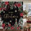 Christmas Poinsettia Shower Curtain Winter Tree 72x72 Inch