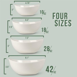 Home Beets White Ceramic Serving Bowls for Entertaining, 10-18-28-42 Ounce, Microwave, Oven & Dishwasher Safe, Large Serving Dishes, Prep Salad Bowls for Pasta, Parties, Catering, Set of 4