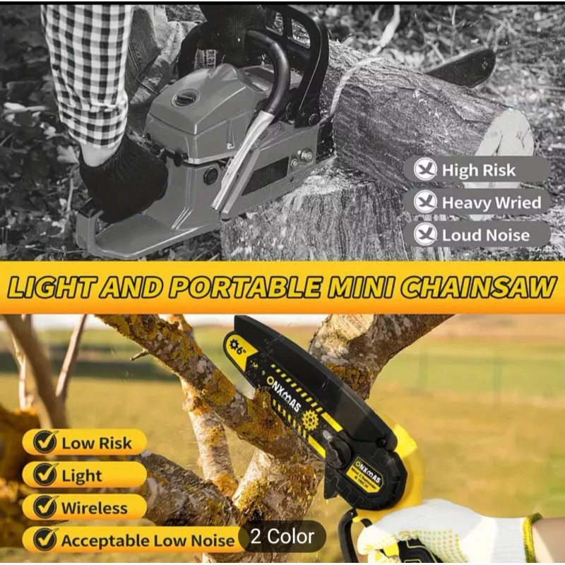 TOOLIFE Mini 6 Inch Rechargable Chainsaw 550W Motor 21V Battery