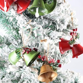 Zsail Christmas Bells Ornaments, White, Red, Gold Christmas Decoration Christmas Tree Bells Pendant Christmas Craft Bells for Christmas Holidays Party Decoration (Double Bells-4 Colours)
