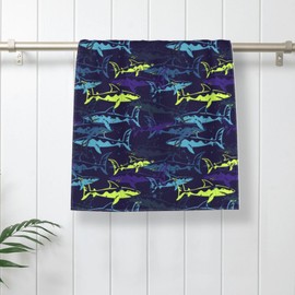 Shark - Toallas de mano de microfibra azul, toalla de baño suave, absorbente, multiusos, para baño, hotel, gimnasio y spa, 15.7 x 27.5 pulgadas