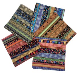 EDGEAM Pack of 5 Cotton Fabric for Sewing 30 x 30 cm, Ethnic Pattern Cotton Fabric Patchwork Fabrics Package Quilting Fabrics for DIY Crafts (Colourful, 30 x 30 cm)