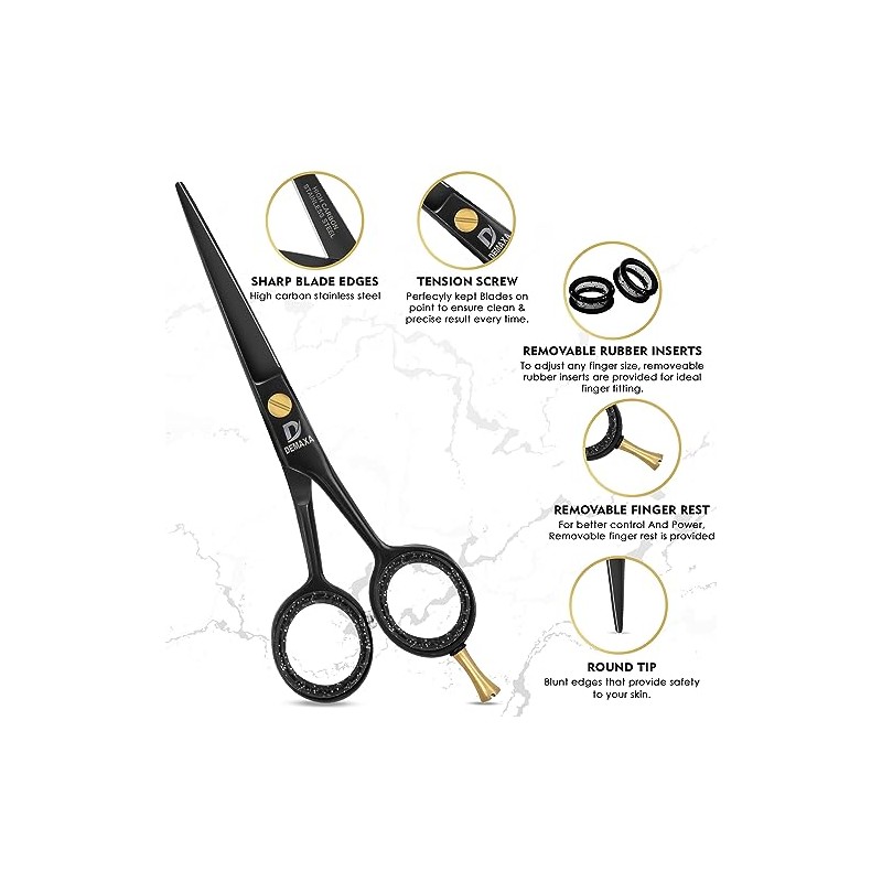 DEMAXA - 5" Professional Mustache Scissors Beard Scissors for Men