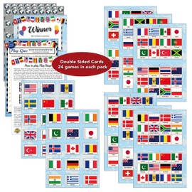 Flags of the World Bingo & Quiz Game - For Adults & Children. A fun activity and teaching accessory for groups and families of all ages.