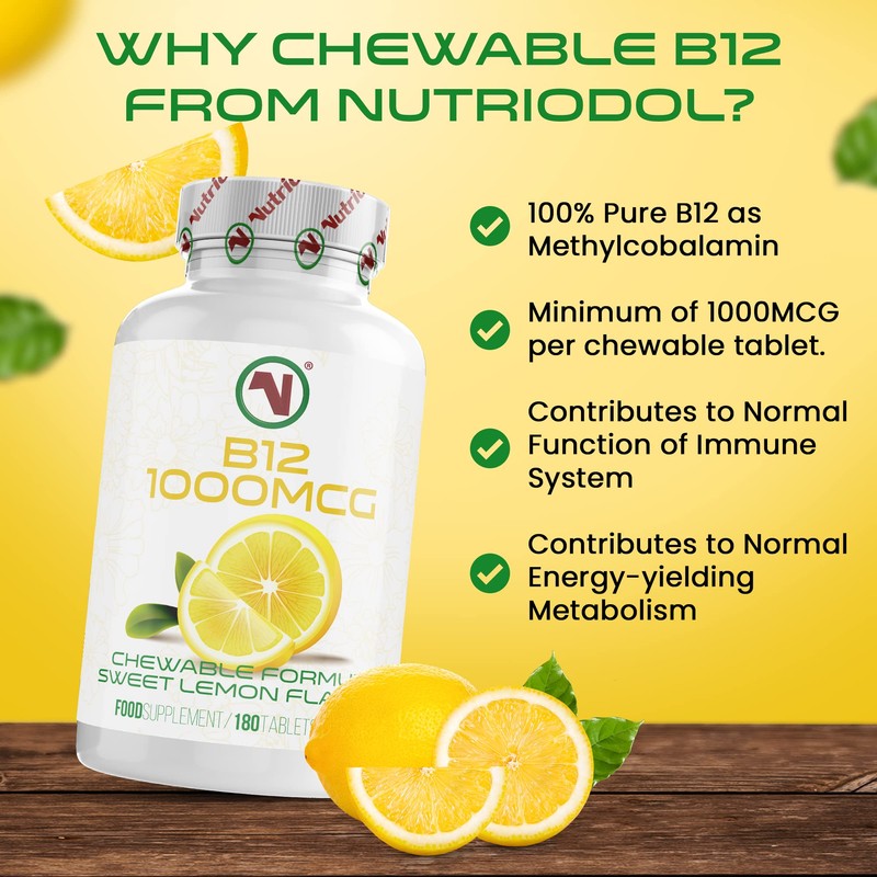 Chewable Vitamin B12 Tablets - Methylcobalamin Supplement - Flavoured Metabolism