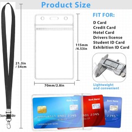 UKKQES 20 Sets Clear Lanyard with ID Holder Bulk Flat Lanyard with Retractable Badge Plastic Name Badge Holder with J Hook Clip Waterproof with Badge Holder for Business