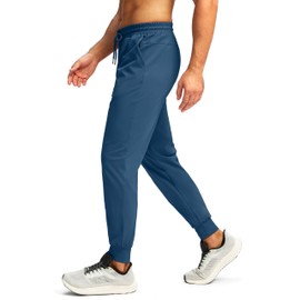 G Gradual Men's 28"/30"/32" Inseam Tall Joggers with Zipper Pockets Workout Track Pants Stretch Athletic Sweatpants for Men Track Pants Stretch Athletic Sweatpants for Men(Dark Blue,30-L)