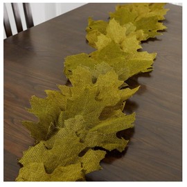 Green Burlap Maple Leaf Garland by Factory Direct Craft for Fall Decorating and Thanksgiving Centerpieces - 58 Inches Long